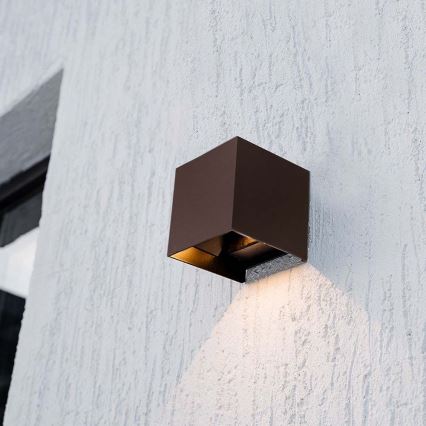 LED Solární nástěnné svítidlo se senzorem LED/9W/3,7V 3000/4000/5000K 2600 mAh IP65 hnědá