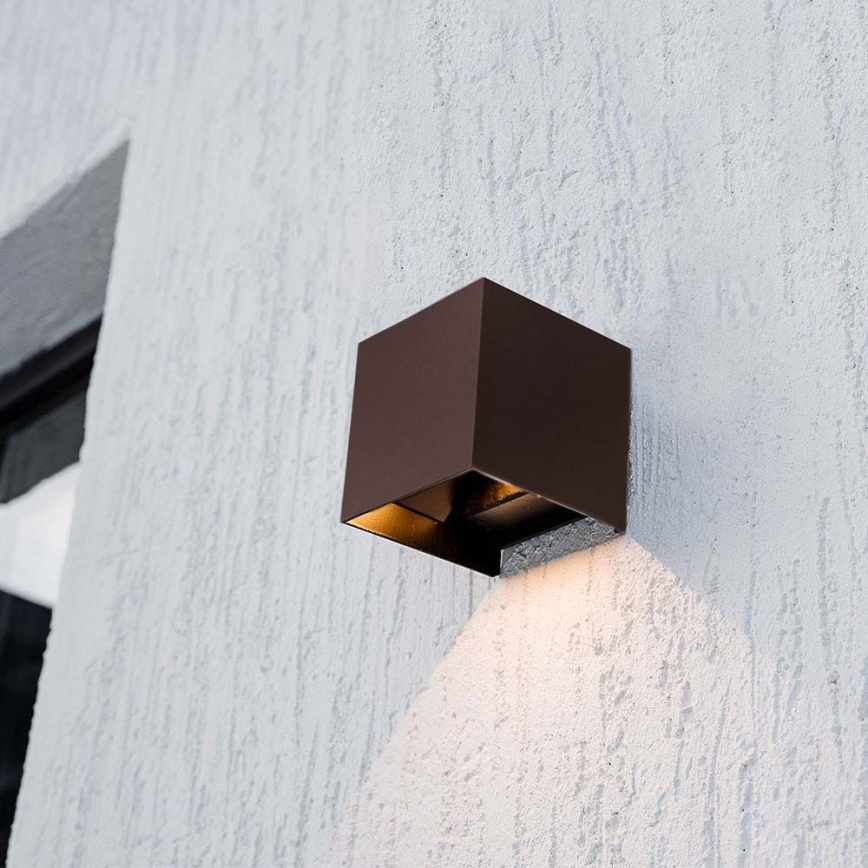 LED Solární nástěnné svítidlo se senzorem LED/9W/3,7V 3000/4000/5000K 2600 mAh IP65 hnědá