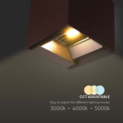 LED Solární nástěnné svítidlo se senzorem LED/9W/3,7V 3000/4000/5000K 2600 mAh IP65 hnědá