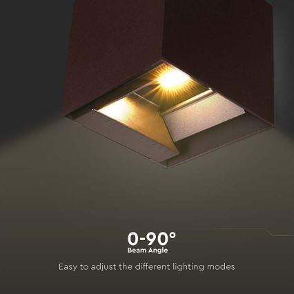 LED Solární nástěnné svítidlo se senzorem LED/9W/3,7V 3000/4000/5000K 2600 mAh IP65 hnědá