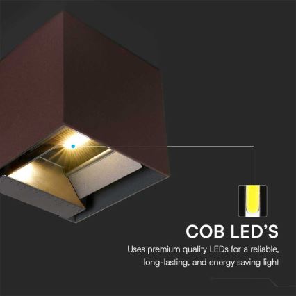LED Solární nástěnné svítidlo se senzorem LED/9W/3,7V 3000/4000/5000K 2600 mAh IP65 hnědá