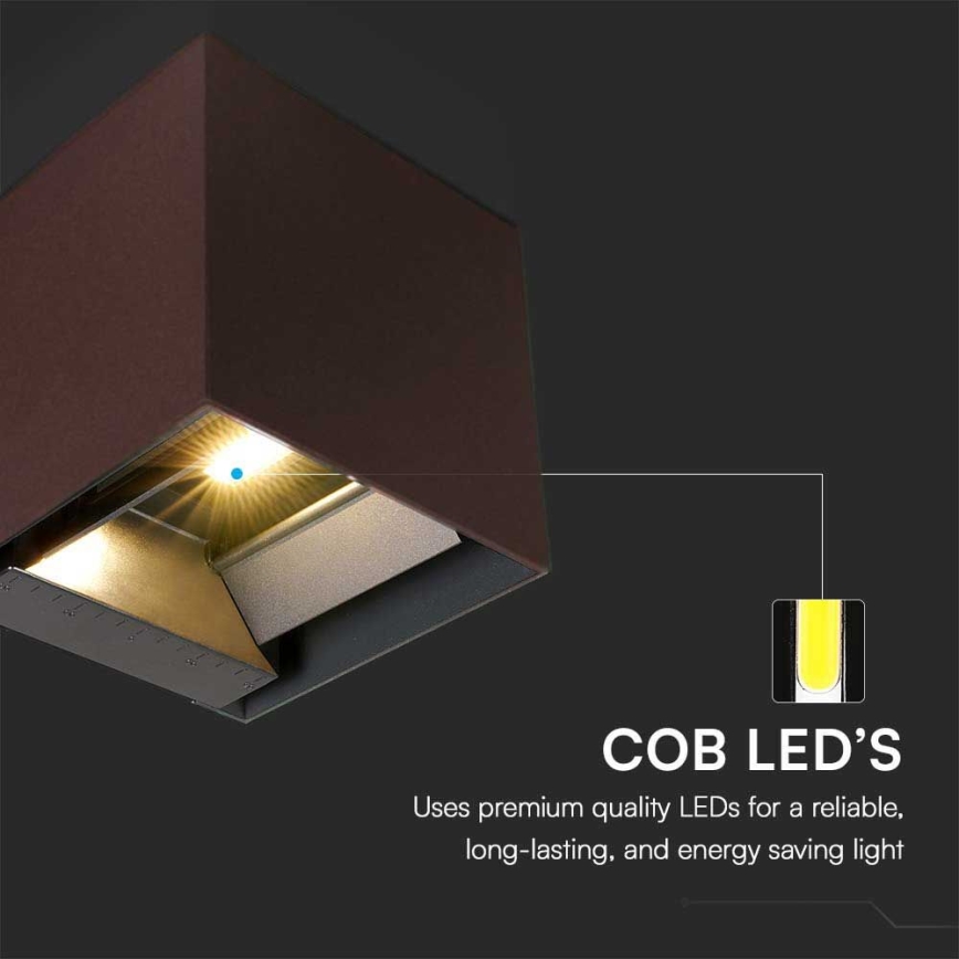 LED Solární nástěnné svítidlo se senzorem LED/9W/3,7V 3000/4000/5000K 2600 mAh IP65 hnědá