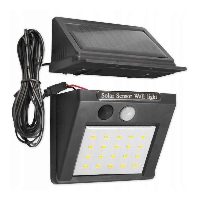 LED Solární nástěnné svítidlo se senzorem a externím panelem LED/0,55W/3,7V 1200 mAh IP65