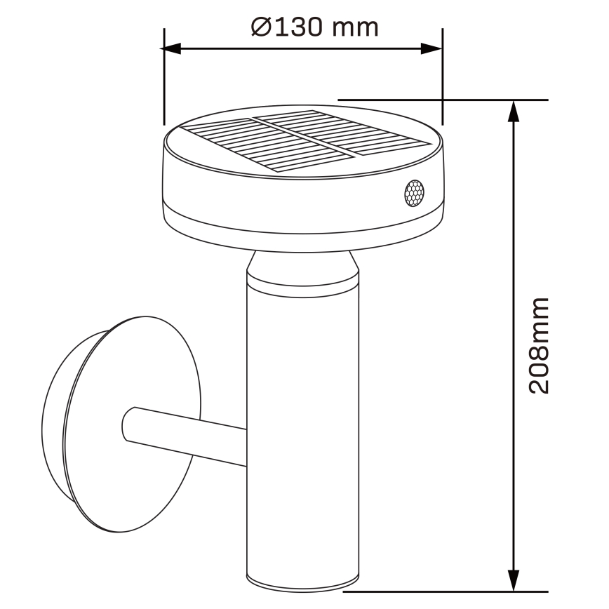 LED Solární nástěnné svítidlo se senzorem GWINEA LED/4,5W/3,7V 2000 mAh IP44 černá