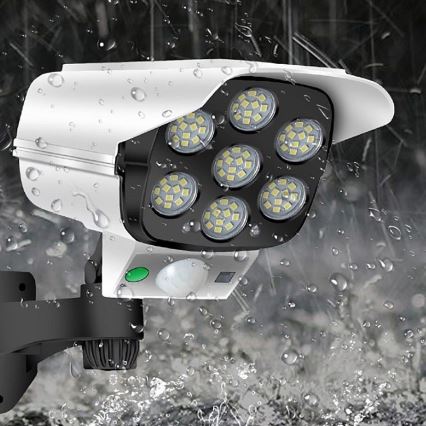 LED Solární maketa bezpečnostní kamery se senzorem KAMERA LED/1W/3,7V 1200 mAh IP44 + dálkové ovládání