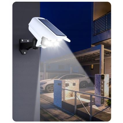 LED Solární maketa bezpečnostní kamery se senzorem KAMERA LED/1W/3,7V 1200 mAh IP44 + dálkové ovládání