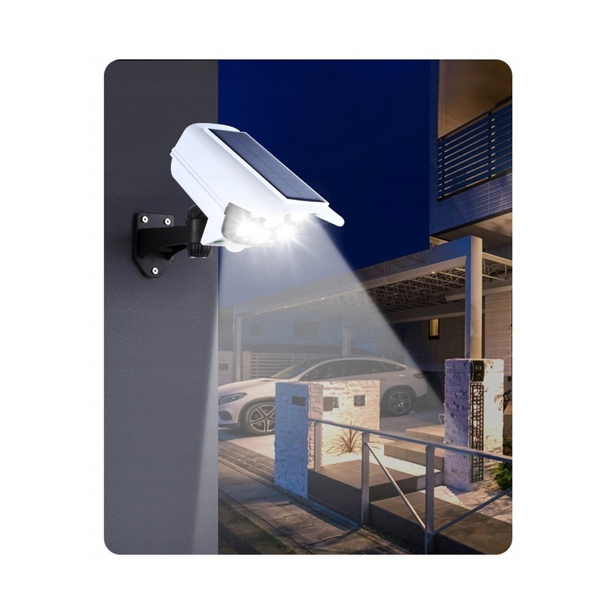 LED Solární maketa bezpečnostní kamery se senzorem KAMERA LED/1W/3,7V 1200 mAh IP44 + dálkové ovládání