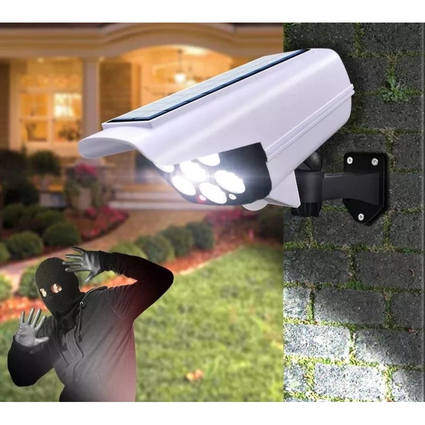 LED Solární maketa bezpečnostní kamery se senzorem KAMERA LED/1W/3,7V 1200 mAh IP44 + dálkové ovládání