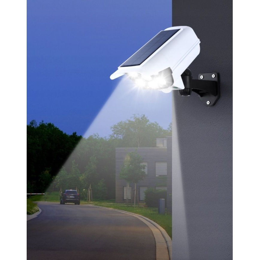 LED Solární maketa bezpečnostní kamery se senzorem KAMERA LED/1W/3,7V 1200 mAh IP44 + dálkové ovládání