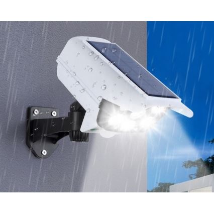 LED Solární maketa bezpečnostní kamery se senzorem KAMERA LED/1W/3,7V 1200 mAh IP44 + dálkové ovládání