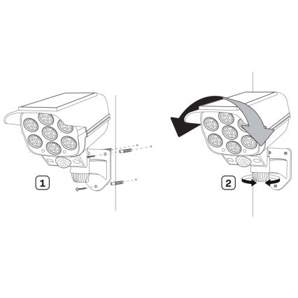 LED Solární maketa bezpečnostní kamery se senzorem KAMERA LED/1W/3,7V 1200 mAh IP44 + dálkové ovládání