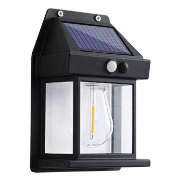 LED Solární nástěnné svítidlo se senzorem LANTER LED/1W/3,7V IP44 černá