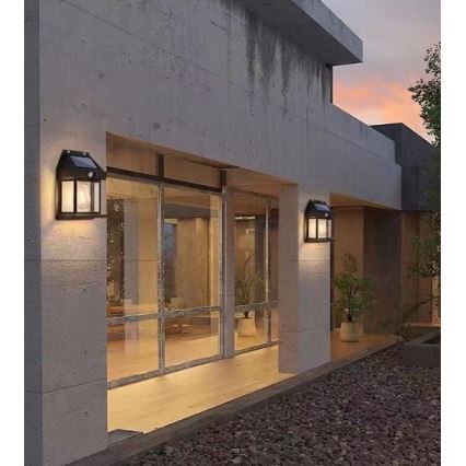 LED Solární nástěnné svítidlo se senzorem LANTER LED/1W/3,7V 1200 mAh IP44 černá