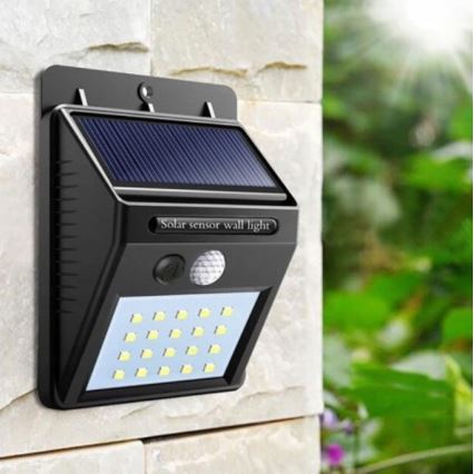 LED Solární nástěnné svítidlo se senzorem LED/0,55W/3,7V 1200 mAh IP65