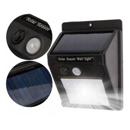 LED Solární nástěnné svítidlo se senzorem LED/0,55W/3,7V 1200 mAh IP65
