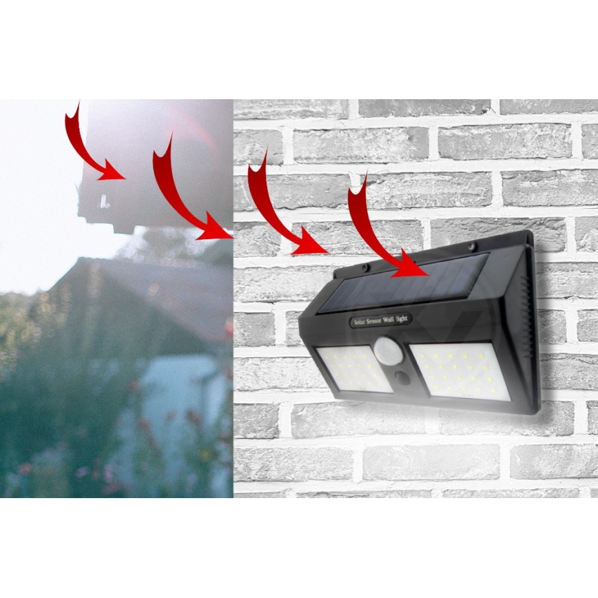 LED Solární nástěnné svítidlo se senzorem LED/1,2W/3,7V 2400 mAh IP54