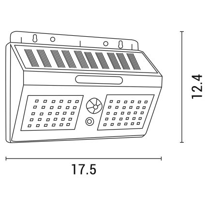 LED Solární nástěnné svítidlo se senzorem LED/1,2W/3,7V 6500K IP65