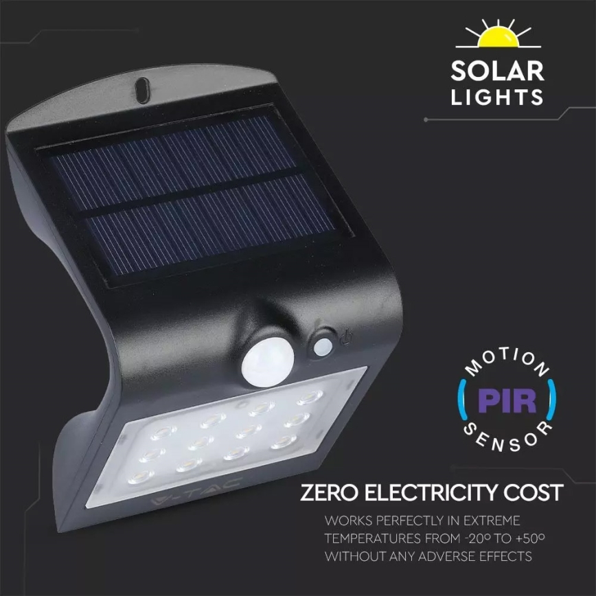 LED Solární nástěnné svítidlo se senzorem LED/1.5W/3,7V IP65 1200 mAh