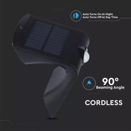 LED Solární nástěnné svítidlo se senzorem LED/1.5W/3,7V IP65 1200 mAh
