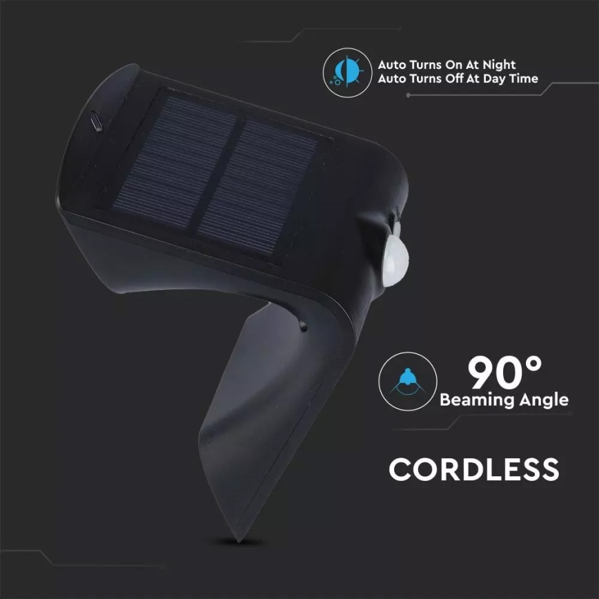 LED Solární nástěnné svítidlo se senzorem LED/1.5W/3,7V IP65 1200 mAh