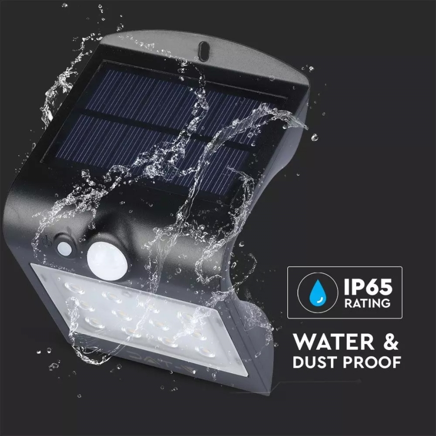 LED Solární nástěnné svítidlo se senzorem LED/1.5W/3,7V IP65 1200 mAh