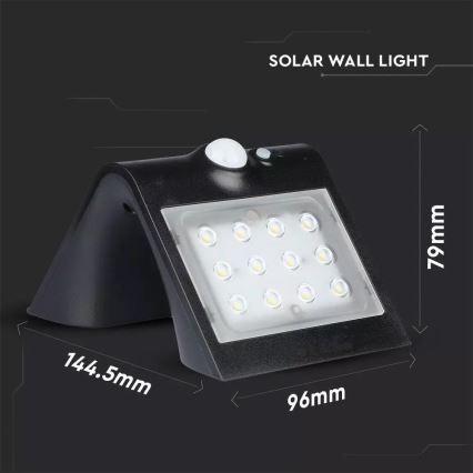LED Solární nástěnné svítidlo se senzorem LED/1.5W/3,7V IP65 1200 mAh