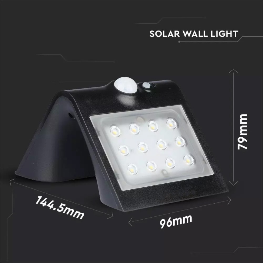 LED Solární nástěnné svítidlo se senzorem LED/1.5W/3,7V IP65 1200 mAh