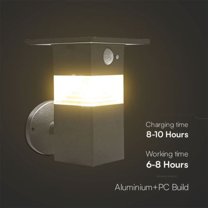 LED Solární nástěnné svítidlo se senzorem LED/2,5W/3,7V IP54 3000K 2200 mAh