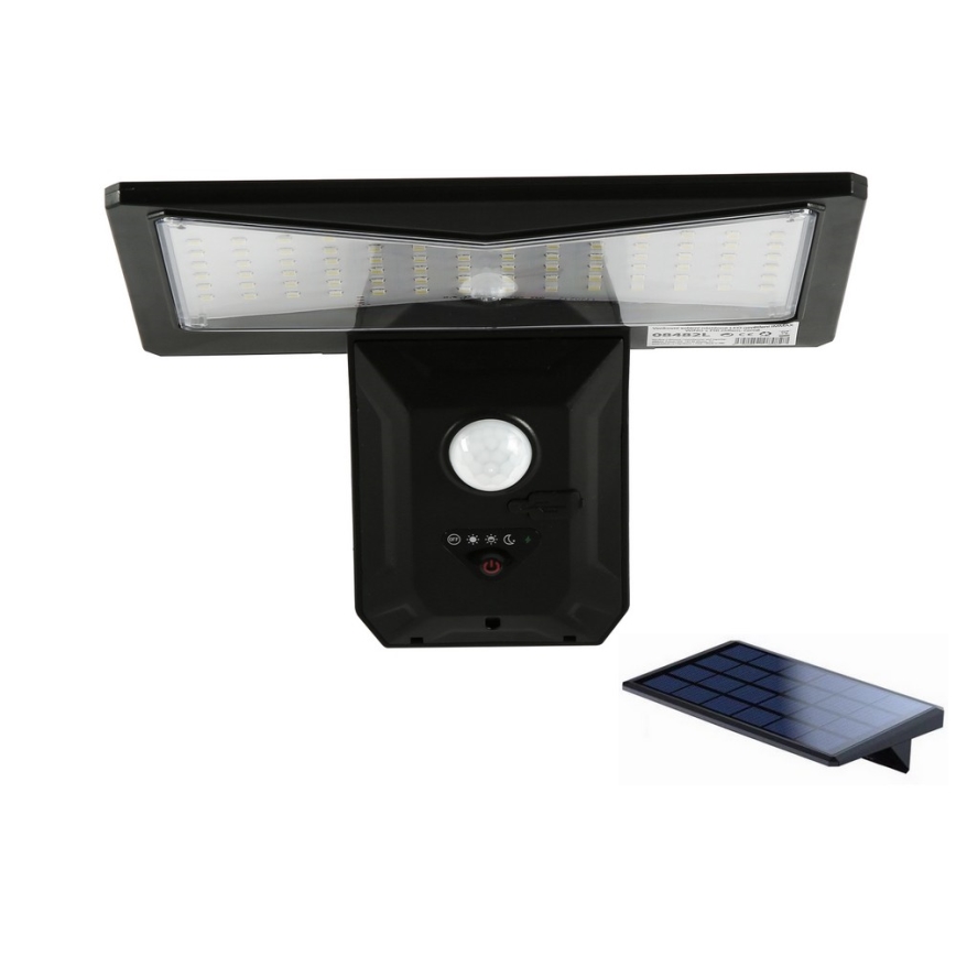LED Solární nástěnné svítidlo se senzorem LED/2,6W/5,5V IP65 1800 mAh černá