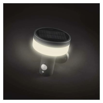 LED Solární nástěnné svítidlo se senzorem LED/2W/3,7V 1200 mAh IP44