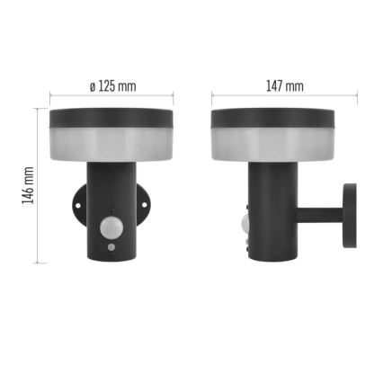 LED Solární nástěnné svítidlo se senzorem LED/2W/3,7V 1200 mAh IP44