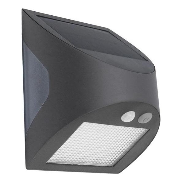 LED Solární nástěnné svítidlo se senzorem LED/3W/3,7V 3000/4000K 1200 mAh IP54 antracit