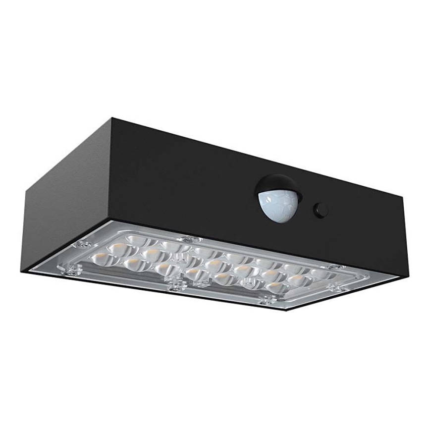 LED Solární nástěnné svítidlo se senzorem LED/3W/3,7V 3000K/4000K IP65 1200 mAh černá