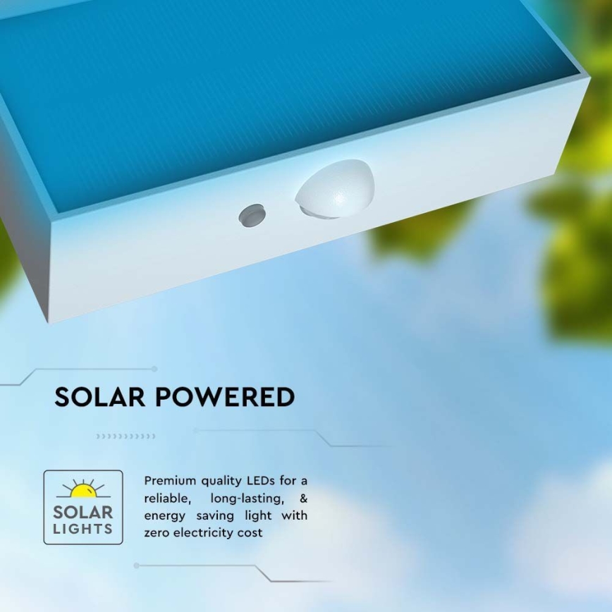 LED Solární nástěnné svítidlo se senzorem LED/3W/3,7V 3000K/4000K IP65 bílá