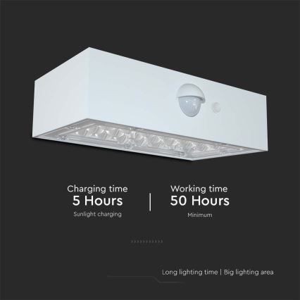 LED Solární nástěnné svítidlo se senzorem LED/3W/3,7V 3000K/4000K IP65 bílá