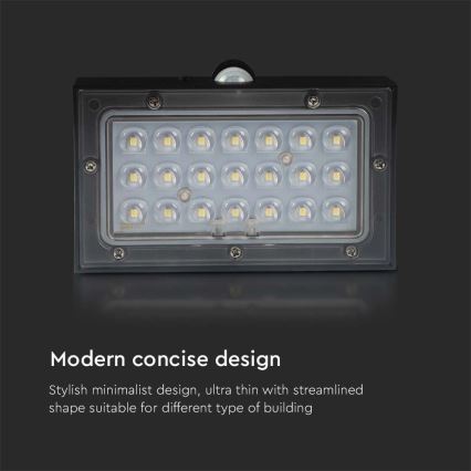 LED Solární nástěnné svítidlo se senzorem LED/3W/3,7V 3000K/4000K IP65 1200 mAh černá