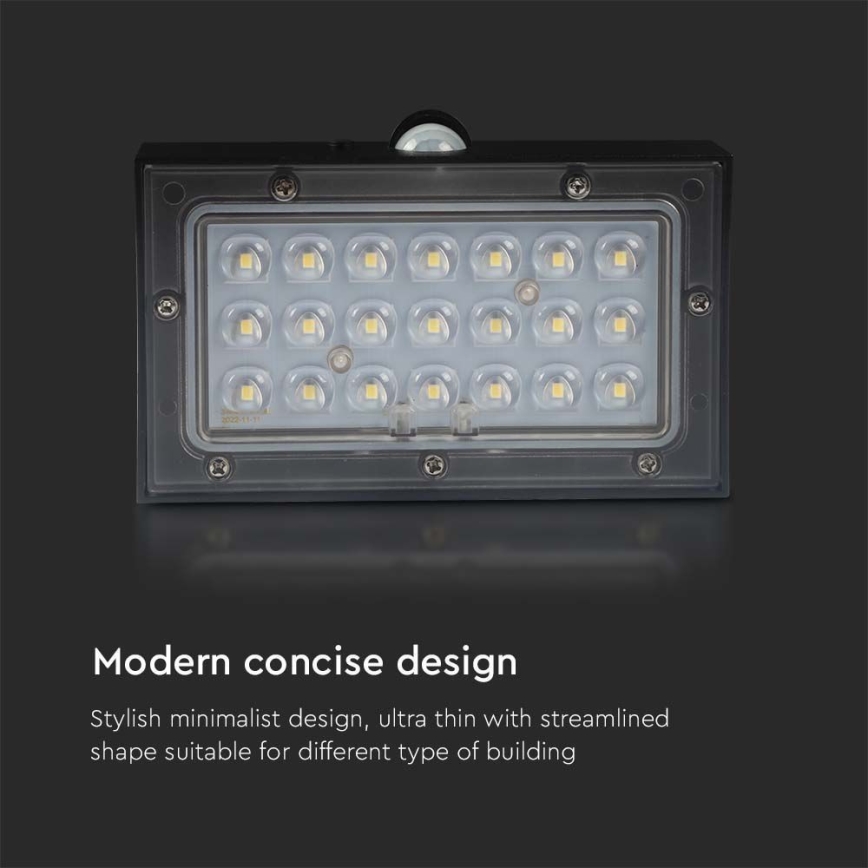 LED Solární nástěnné svítidlo se senzorem LED/3W/3,7V 3000K/4000K IP65 1200 mAh černá