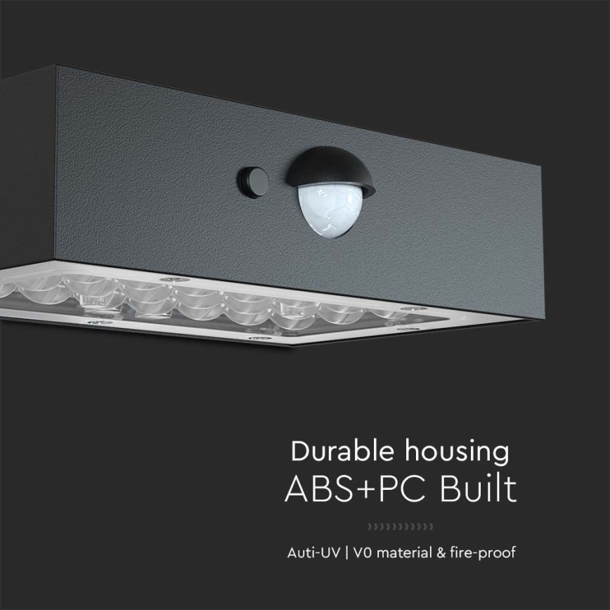 LED Solární nástěnné svítidlo se senzorem LED/3W/3,7V 3000K/4000K IP65 1200 mAh černá