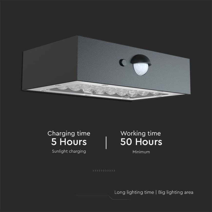 LED Solární nástěnné svítidlo se senzorem LED/3W/3,7V 3000K/4000K IP65 1200 mAh černá