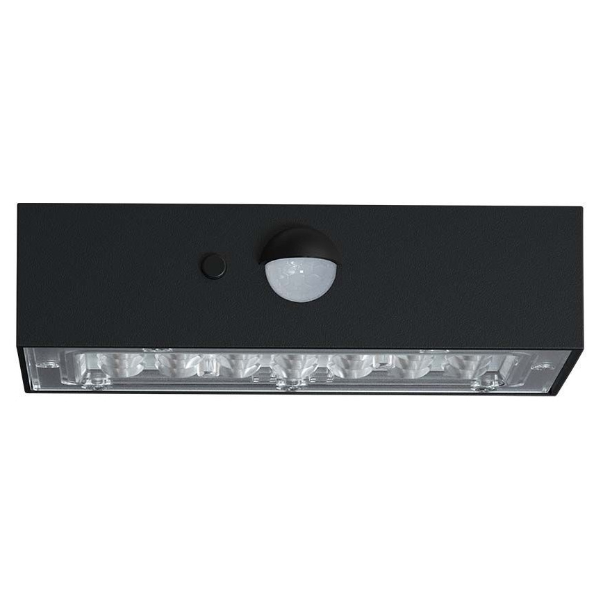 LED Solární nástěnné svítidlo se senzorem LED/3W/3,7V 3000K/4000K IP65 1200 mAh černá