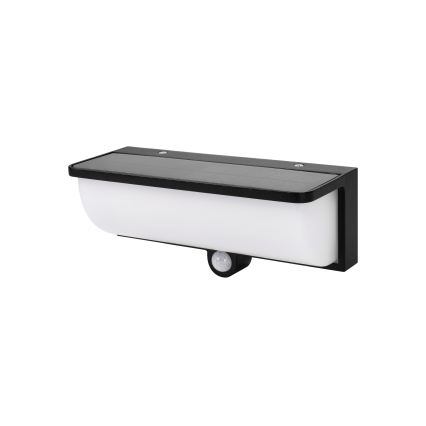 LED Solární nástěnné svítidlo se senzorem pohybu a soumraku LED/3W/3,7V IP54 1500 mAh černá
