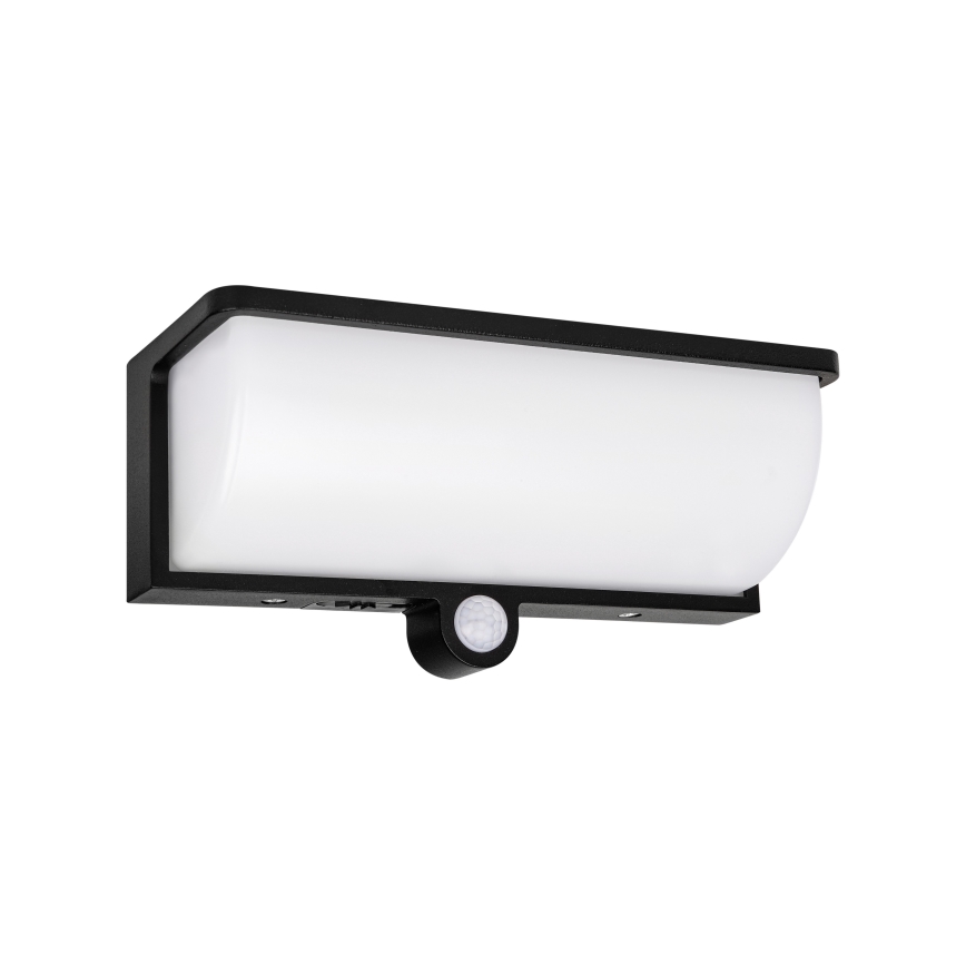 LED Solární nástěnné svítidlo se senzorem pohybu a soumraku LED/3W/3,7V IP54 1500 mAh černá