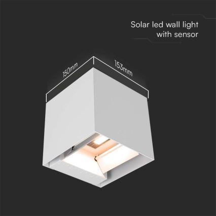 LED Solární nástěnné svítidlo se senzorem LED/3W/3,7V IP65 4000K 2600 mAh bílá
