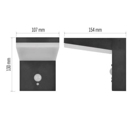 LED Solární nástěnné svítidlo se senzorem LED/4,4W/3,7V 2200 mAh IP44