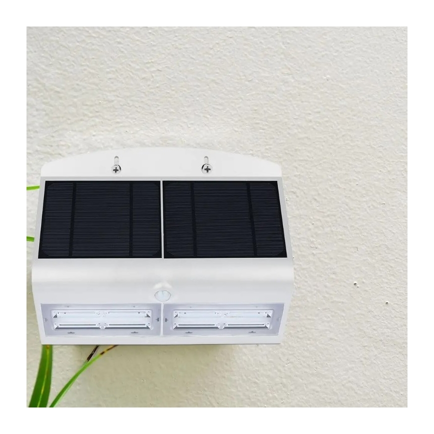 LED Solární nástěnné svítidlo se senzorem LED/7W/3,7V 4000K IP65 bílá