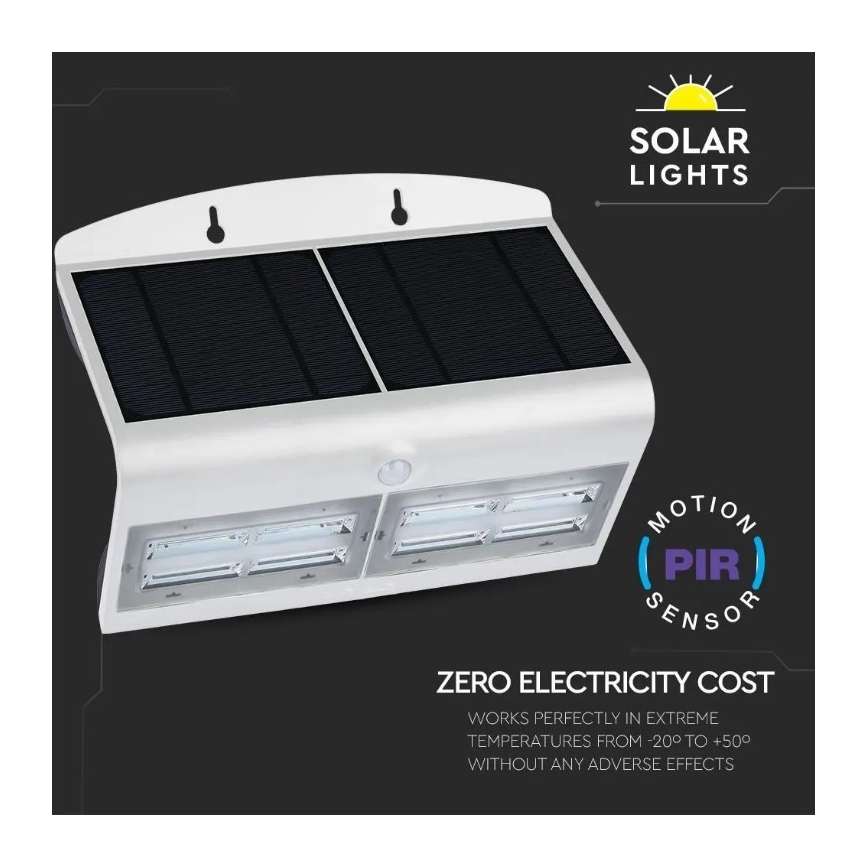 LED Solární nástěnné svítidlo se senzorem LED/7W/3,7V 4000K IP65 bílá