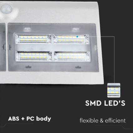 LED Solární nástěnné svítidlo se senzorem LED/7W/3,7V 4000K IP65 bílá