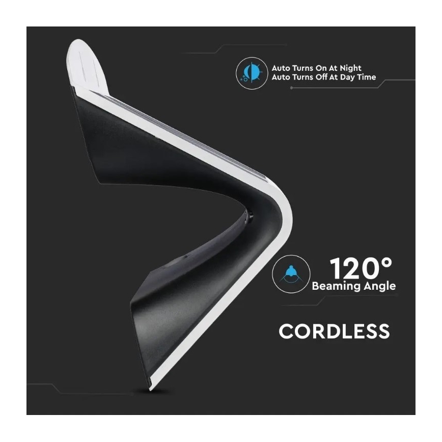 LED Solární nástěnné svítidlo se senzorem LED/7W/3,7V 4000K IP65 bílá