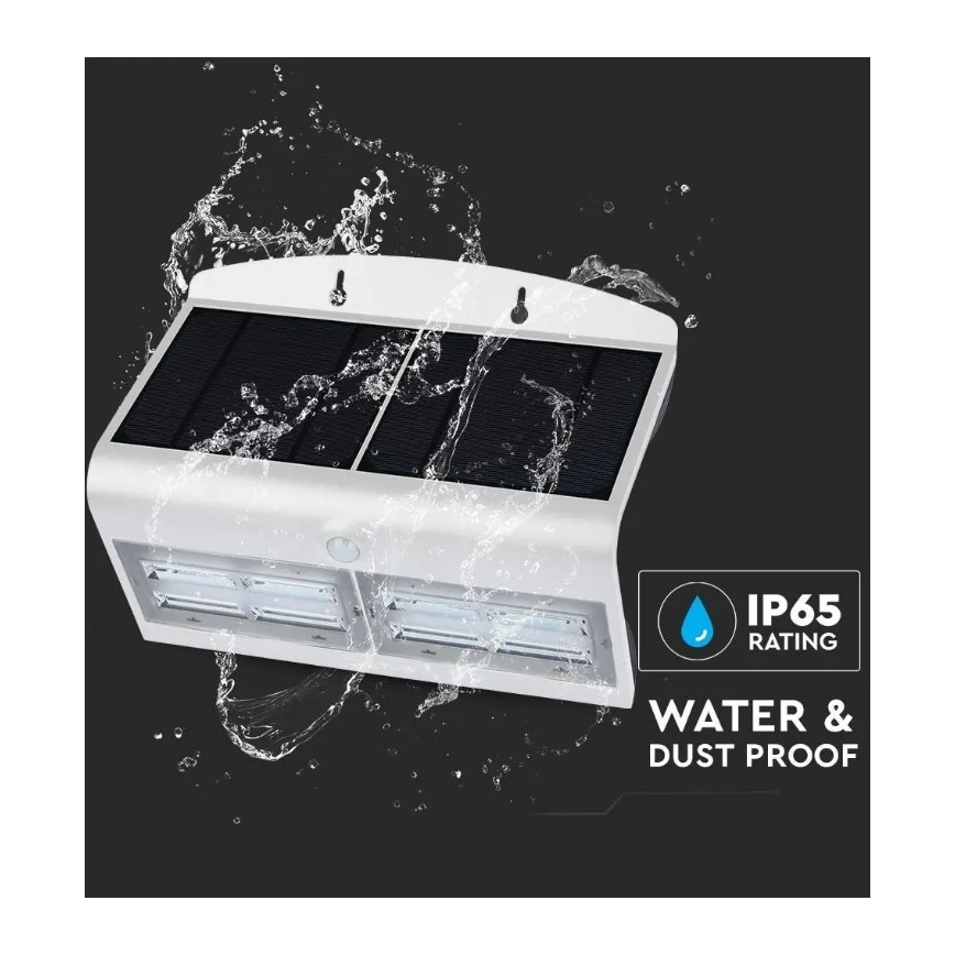 LED Solární nástěnné svítidlo se senzorem LED/7W/3,7V 4000K IP65 bílá