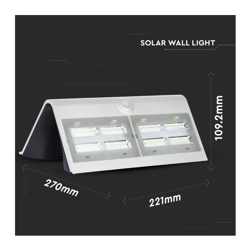 LED Solární nástěnné svítidlo se senzorem LED/7W/3,7V 4000K IP65 bílá